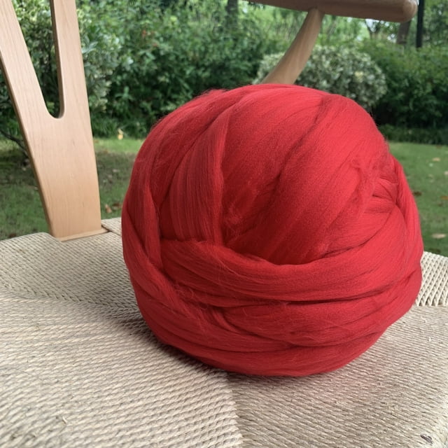 Nvzi Hilo de lana de 100 g, fibra de lana para fieltrar con aguja, fieltrar en húmedo, hilado a mano, color rojo