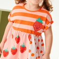thumbnail image 3 of Vestidos de manga corta con estampado de fresas y dibujos animados para niñas pequeñas, 3 of 8