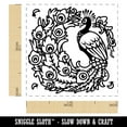 thumbnail image 2 of Elegant Peacock with Flowing Tail Feathers Self-Inking Rubber Stamp Ink Stamper - Pink Ink - Small 1 Inch, 2 of 7