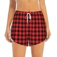 thumbnail image 2 of Xecao's Buffalo Plaid Red Black for a double-layer running short for women, perfect for gym, tennis, and more, featuring a convenient pocket., 2 of 9