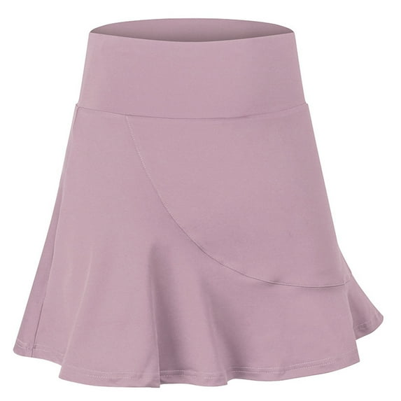 IROINNID Women's Sports Loose Fake Two-piece Anti-peep And Quick-drying Running Fitness Culottes Tennis Skirt Short Elastic Waist Mini Solid Color Skirt