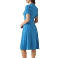 thumbnail image 3 of INSPIRE CHIC Short Sleeve Work Dress for Women's Summer V Neck Office Dresses Trendy XS Lake Blue, 3 of 6