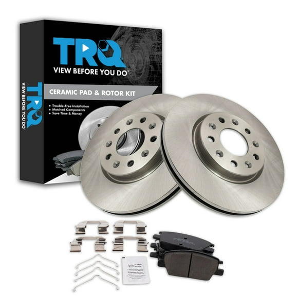 TRQ Front Brake Pad & Rotor Kit Brake Pads Brake Rotor Ceramic Fits Select 2021-2023 Chevrolet Equinox 2020-2023 Malibu 2021-2022 GMC Terrain