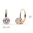 thumbnail image 2 of BERRICLE Sterling Silver Solitaire 1.2 Carat Bezel Set Round Cut Cubic Zirconia CZ Fashion Leverback Dangle Drop Earrings for Women, Rose Gold Flashed, 2 of 6