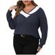thumbnail image 2 of Suéter de cuello alto para mujer, suéter informal de cuello redondo y manga larga, suéter de punto a rayas, blusa holgada, suéter para mujer, 2 of 3