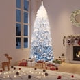 thumbnail image 4 of CazToi 7.5ft Artificial Pencil Christmas Tree Blue Gradient Pre-Lit Snow Flocked Xmas Tree for Home Office Party, 4 of 12