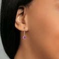 thumbnail image 4 of Gem Stone King 925 Silver and 10K Yellow Gold Purple Zirconia Dangle Earrings for Women | 3.00 Cttw | Gemstone Birthstone | Round 6MM, 4 of 4
