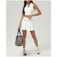 thumbnail image 3 of PISONIC 2 Piece Tennis Dress for Women Pleated Tennis Skirt Sleeveless Racerback Padded Crop Top Golf Workout Outfits, 3 of 6
