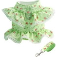 thumbnail image 1 of Pet Flower Outfit Clothes Spring Summer, Cute Puppy Harness Leash Set, Doggy Lace Princess Costume for Outdoor Walking, 1 of 7