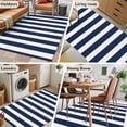 thumbnail image 6 of Navy Blue Striped Large Area Rugs for Bedroom Living Room, Soft Non Slip Carpet Bedside Rug, Modern Farmhouse Blue White Stripes Rectangular Floor Cover Kitchen Accent Rug 4'x6' for Office, 6 of 9