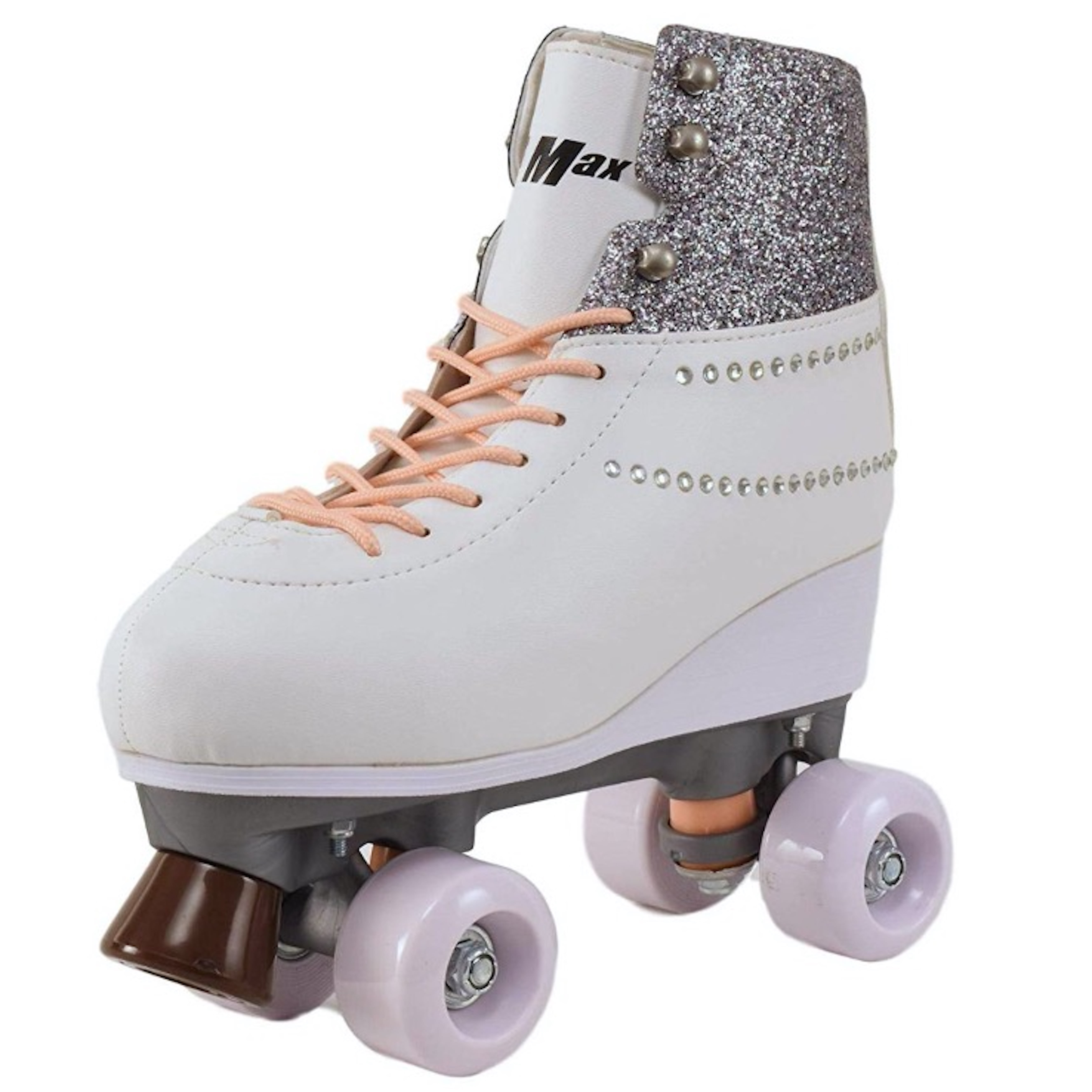 Stmax Quad Roller Skates for Women White and Purple size 8 Adult 4-Wheels 