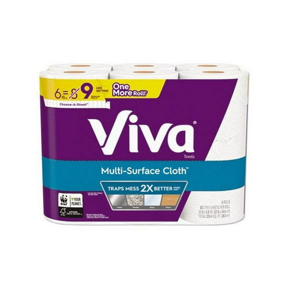 Viva Multi-Surface Cloth Choose-A-Sheet Paper Towels 1-Ply 11 x 5.9, White, 83 Sheets/Roll, 6 Rolls/Pack, 4 Packs/Carton