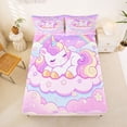 thumbnail image 5 of Erosebridal Kawaii Cute Unicorn Full Size Sheets，Pink Clouds Cute Stars Bed Sheets For Kids Girls 4pcs, 5 of 6