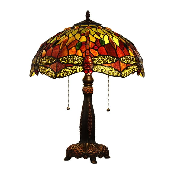 Radiance Goods Tiffany-Style 2 Light Dragonfly Table Lamp 16" Shade