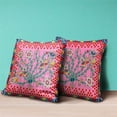 thumbnail image 3 of Amrita Sen Designs  18 x 18 in. Pond Peacock Broadcloth Indoor & Outdoor Blown & Closed Pillow - Pink & Red, 3 of 8