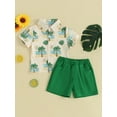 thumbnail image 2 of Suealasg Toddler Baby Boys 2Pcs Outfits 6M 1T 2T 3T 4T Little Boys Summer Casual Hawaii Beach Clothes Short Sleeve Fruit Tree Print Shirt Tops+ Elastic Waist Shorts Set, 2 of 9