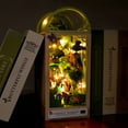 thumbnail image 2 of 3D Wooden Puzzle Bookend Diy Book Nook Kit With Led Light Shelf Insert Alley Miniature Dollhouse Model Building Set, 2 of 11