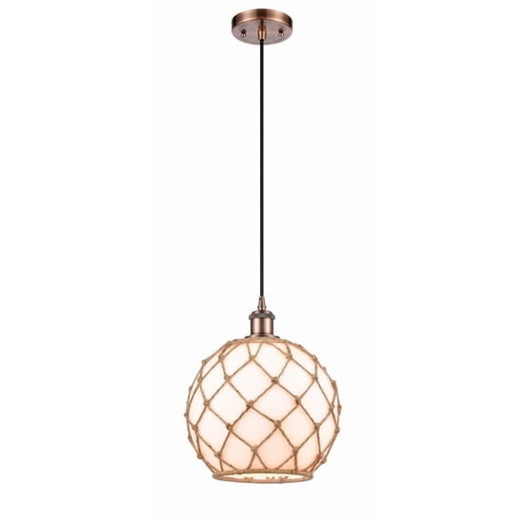 516-1P-AC-G121-10RB-LED-Innovations Lighting-Large Farmhouse Rope-3.5W 1 LED Mini Pendant in Industrial Style-10 Inches Wide by 13 Inches High