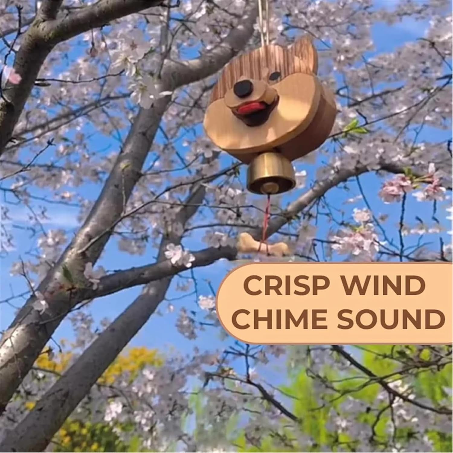 Wooden Shiba Inu Wind Chime Doorbell,Wooden Shiba Inu Doorbell,Wooden Shopkeepers Bell for Door Opening,Magnetic Doorbell Hanging Decoration Wind Chime for Patio Garden Home Decoration (1pc)
