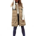 thumbnail image 6 of QSAWXQZ Women's Long Puffer Vest Solid Stand Collar Sleeveless Zip Up Jackets Coat with Pockets for Winter Khaki L, 6 of 9