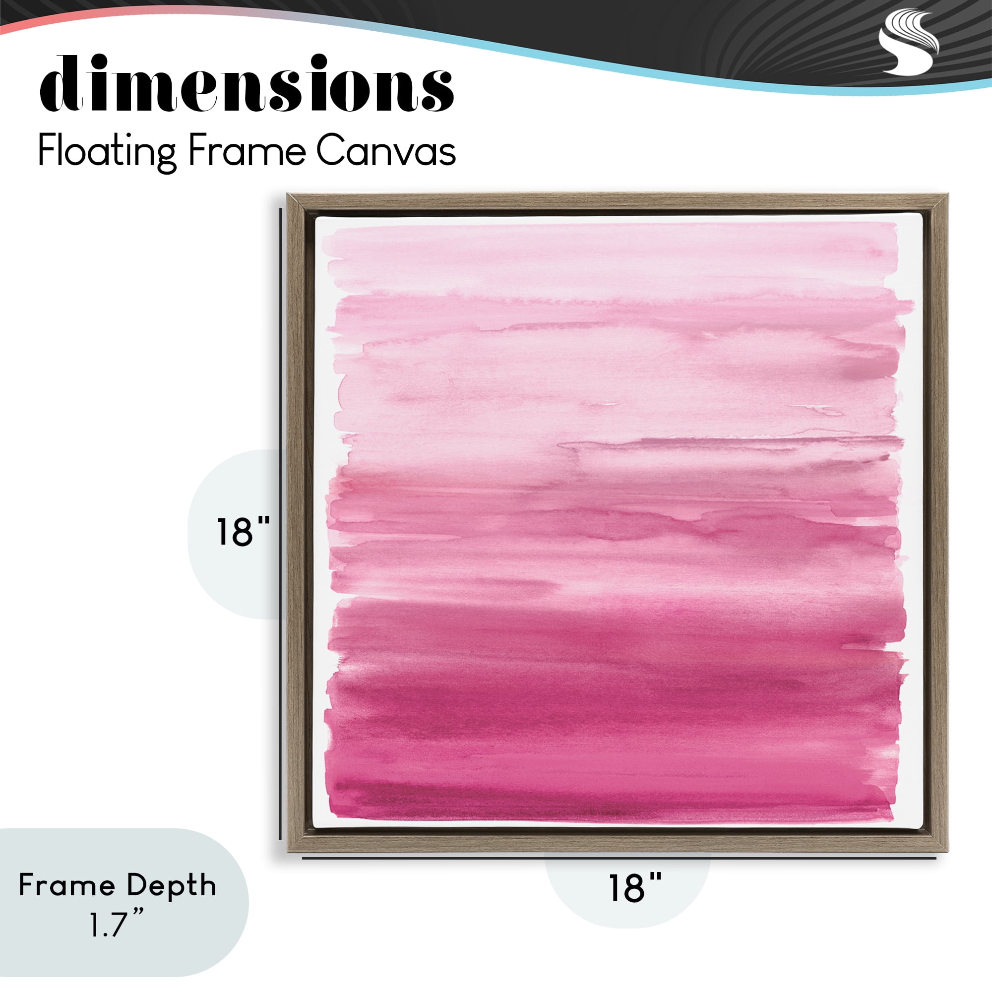Stupell Industries Gradient Pink Blush Brown Framed Floater Canvas Wall Art, design by Allie Corbin