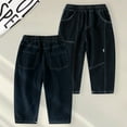 thumbnail image 2 of SJLDQY Kids Boy's Jeans Wide Leg Jeans for Boys Elastic Waist Lightweight Denim Trousers Comfy Childs Dailywear, 2 of 6