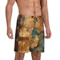 thumbnail image 2 of Balery Antique Map Adventure Scene Pantalones cortos de pijama de punto de algodón para hombre con cinturilla y bolsillos-3X-Large, 2 of 6