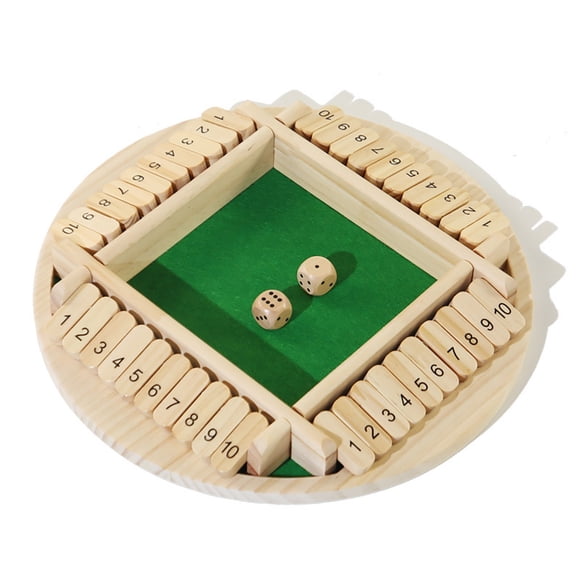 Shut The Box Dice Game for 2-4 Players - Wooden Tabletop Math Strategy Board Game with Instructions for Family Christmas Party Entertainment
