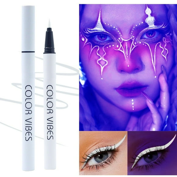 Awwp Big Sale 1*Colored Eyeliner Glow Eyeliner Colorful Eyeliner Pen Makeup Face Paint Rainbow Graphic Eyeliner Glow in the Dark for Helloween Costume Holiday Birthday Masquerades 0.5Mlwhite