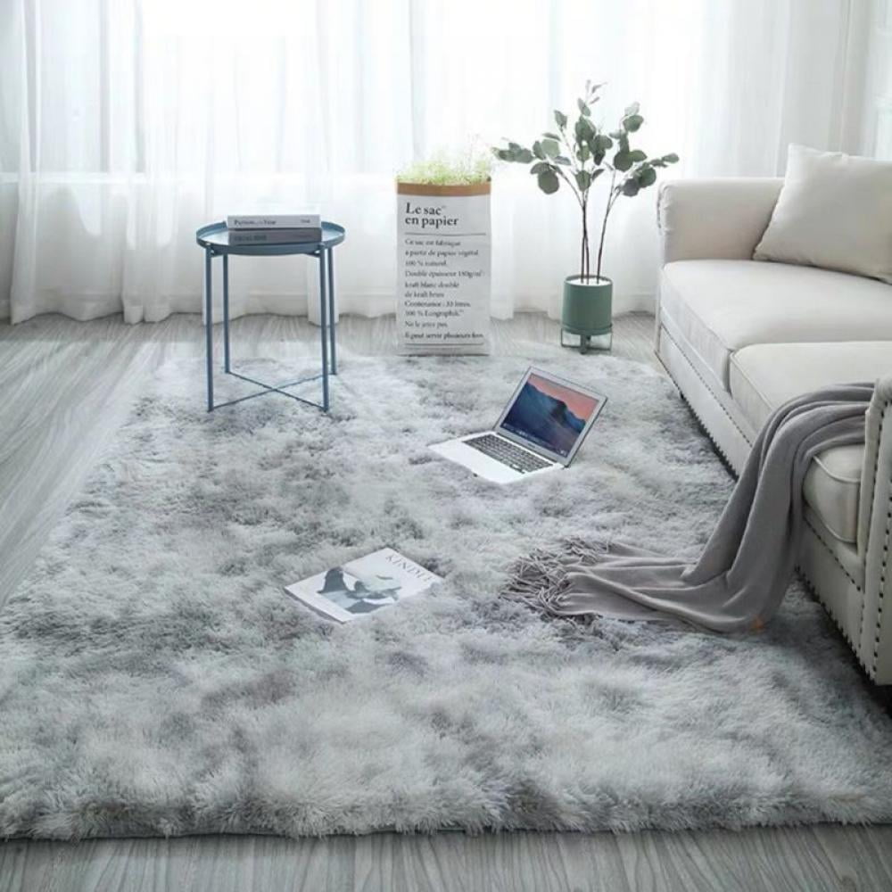 Indoor Faux Fur Area Rugs Furry Round Carpet Rug Plush Washable Floor Mat for Bedroom Floor Sofa Living Room,Gray,60cm