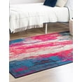 thumbnail image 4 of Unique Loom Jardin Abstract Watercolor Rug 10' x 13' Rectangle Magenta/Beige, 4 of 10