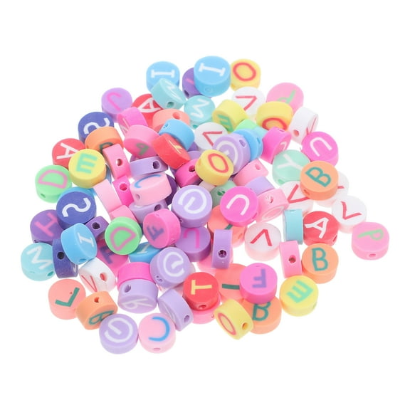 Masteelf 100pcs Diy Jewelry Flat Polymer Clay Beads Polymer Clay Beads Jewelry Making Animal Beads For Bracelets Flat Beads Letter Clay Beads