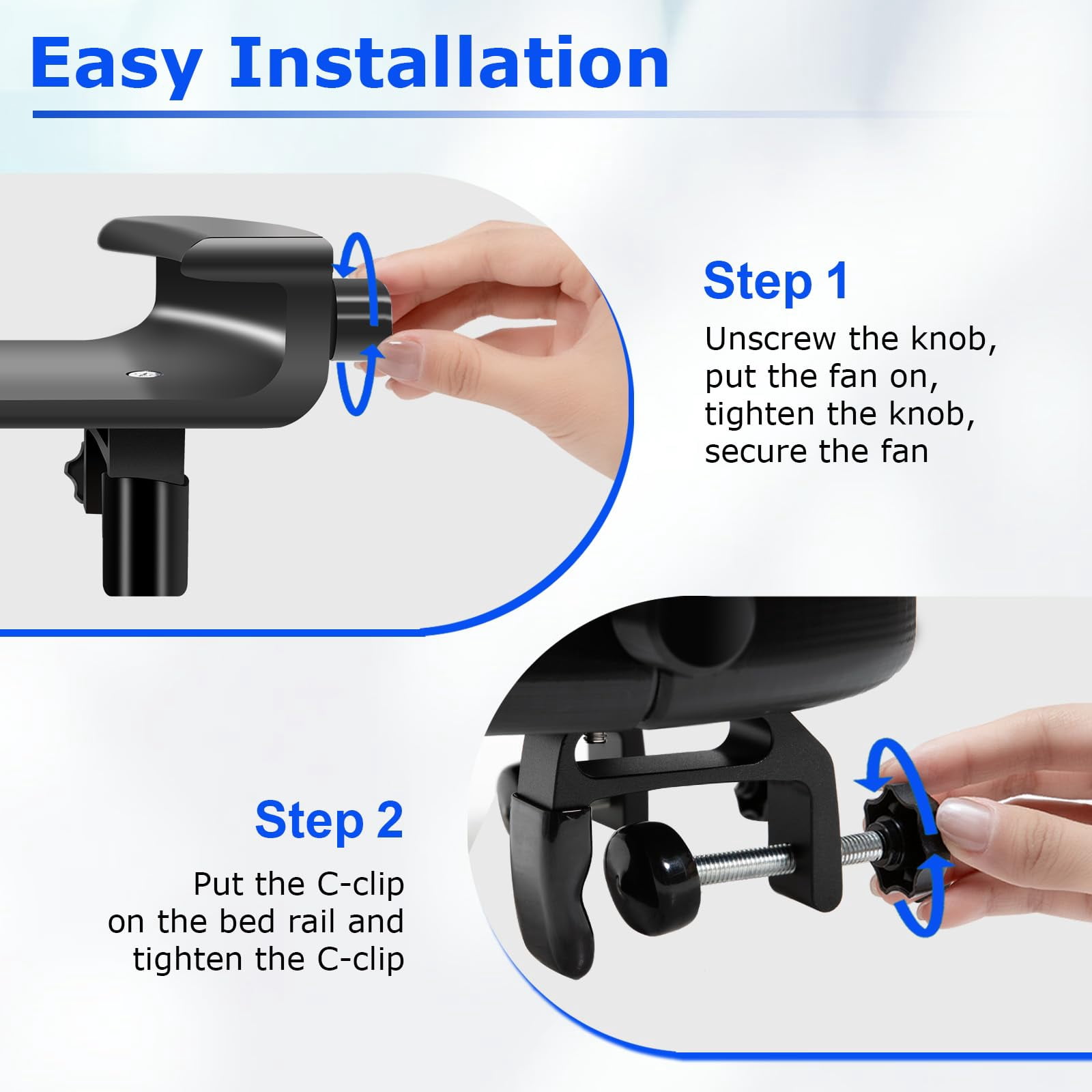 Bunk Bed Fan Holder, Clip-On Design, Fit for Bunk Buddy, Compatible with Woozoo Fans 8.27" Diameter