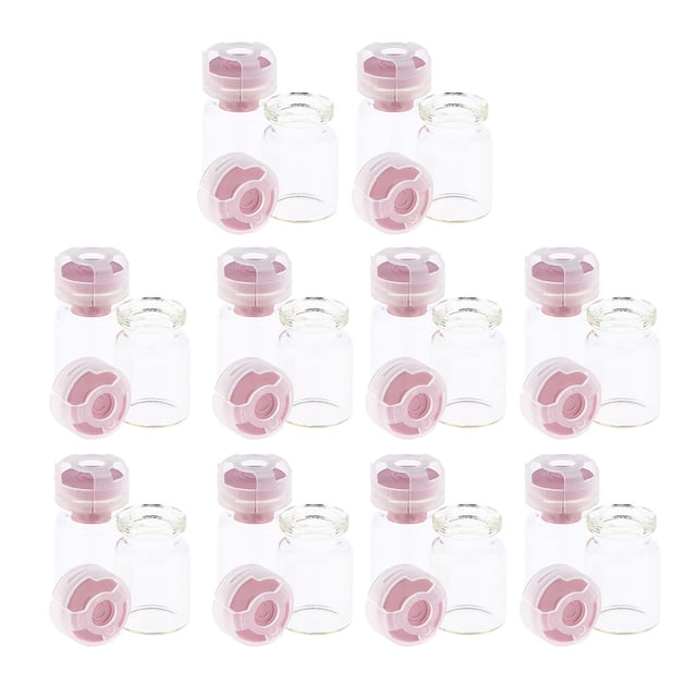 20 frascos pequeños de vidrio transparente con tapones. Rosado