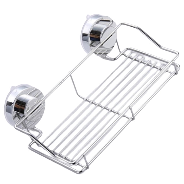 Inteprter Estante de almacenamiento de acero inoxidable con ventosa al vacío, soporte para jabón, champú montado en la pared, estante hueco, Juegos de accesorios de baño