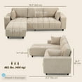 thumbnail image 3 of HOMCOM Sectional Sofa, 3 Seater L-Shaped Couch with Integrated Seat, Beige, 3 of 10
