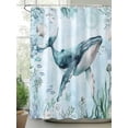 thumbnail image 2 of Shower Curtains Blue Whale Coral Shell Bath Curtain Ocean Beach Waterproof Bathroom Shower Curtain Set with Hooks Decoration 72 x 72 Inches, 2 of 7