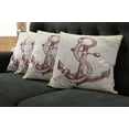 thumbnail image 2 of Ambesonne Anchor Throw Pillow Cover 4 Pack, Realistic Marine Design, 18", Dark Mauve Cream, 2 of 6