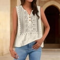 thumbnail image 6 of Women's Cotton Linen Vest, V Neck Sleeveless Embroidered Tank Top, Bohemian Style Casual Summer Top for Beach, Travel, Daily Wear and Layering-Beige, 6 of 9