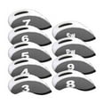thumbnail image 1 of 9 piezas de cubiertas de cabeza de hierro para Golf, accesorios de Golf, fundas de cabeza para palos de Golf duraderas Gris blanco, 1 of 8