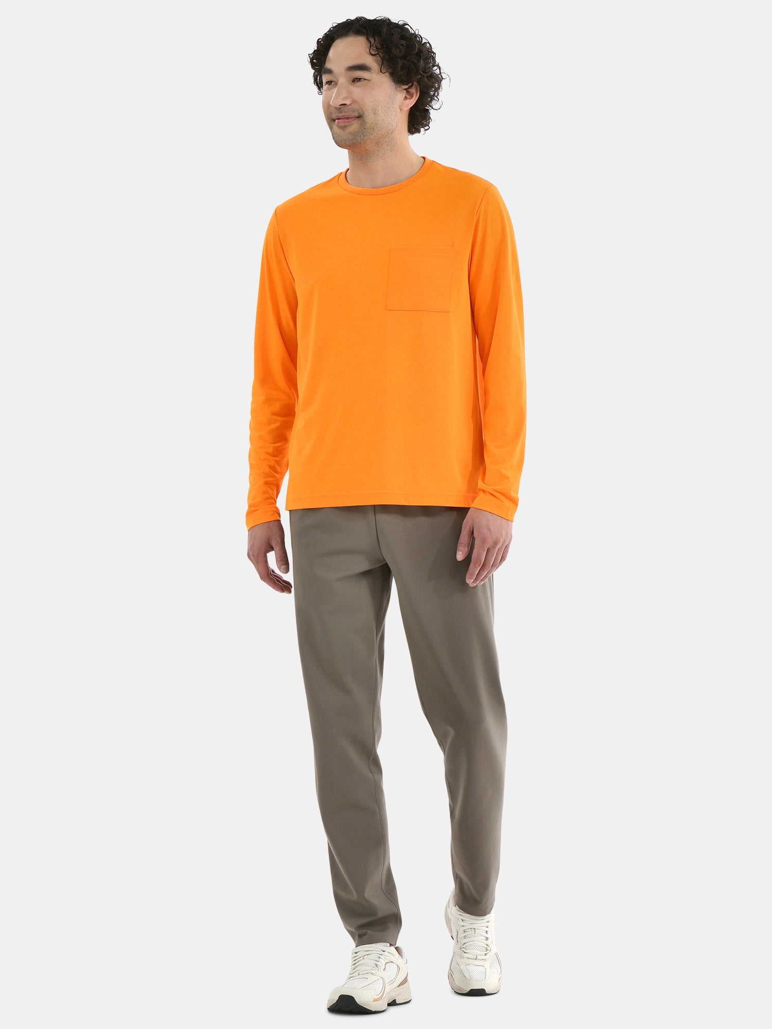 Athletic Works Men's and Big Men's Tri Blend Long Sleeve Pocket Tee, Sizes XS-5XL