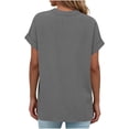 thumbnail image 6 of Gamivast Linen Linen Blouses for Women Dressy Casual Split V-Neck Basic Tees Short Sleeve Summer Shirts Solid Color Simple Work Wear Outfits, 6 of 9