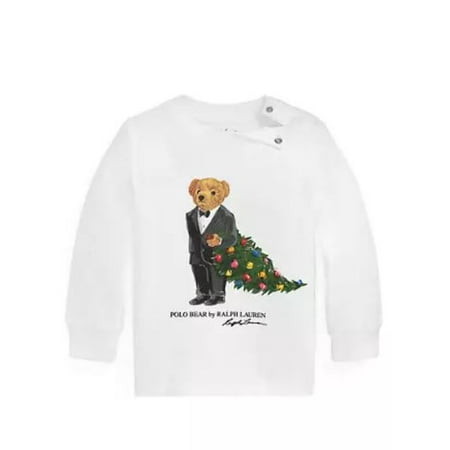 Ralph Lauren Baby Boys White Holiday Bear Jersey Graphic T-Shirt, 9 Months