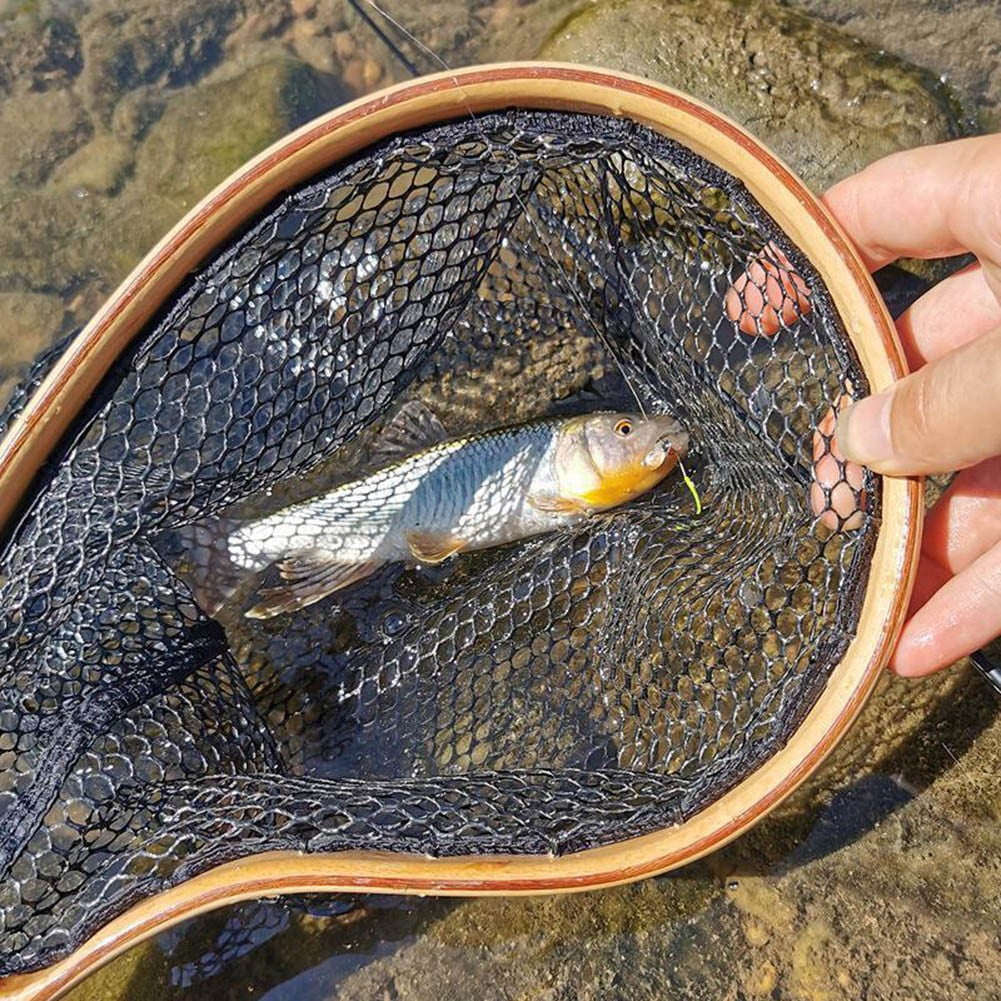 Beisidaer Fly Fishing Net Landing Catch Release Net Wooden Frame Stream Fishing Net