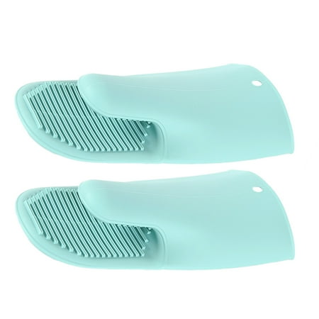 

Fsqjgq Rubber Gloves Men Disposable 2Pc Silicone Gloves Oven Heat Insulated Finger Gloves Cooking Baking Microwave Non Slip Pot Holder Gloves Kitchen Tool Kids Food Gloves Silica Gel Green