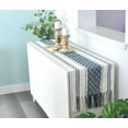thumbnail image 4 of Short Coffee Table Runner with Tassels 14x48 Inches, Navy Blue & Cream | Cotton Woven Washable Boho Dresser Scarf for Bedroom | Farmhouse Console Tabletop Centerpiece Decorations, 4 of 7