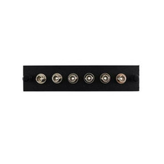 CableWholesale 68F3-10360 LGX Compatible Adapter Plate Featuring a Bank of 6 Multimode ST Connectors, Black Powder Coat