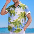 thumbnail image 2 of ZCFZJW Men's Hawaiian Shirt Short Sleeve Plaim Tree Pattern Graphic Summer Button Down Shirts Tropical Holiday Beach Vacation Tees Tops Purple XL, 2 of 3