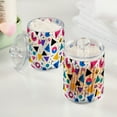 thumbnail image 2 of Yayeee 2 Pack Qtip Holder Bathroom Cotton Swab Canister with Lid Clear Dispenser Set, Yellow Retro Shapes, 2 of 6