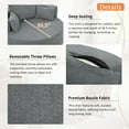 thumbnail image 5 of Swivel Round Sofa Couch Sofa Bed,360° Swivel Chair Accent Barrel Chair with 3 Removable Pillows for Living Room, Bedroom,Grey, 5 of 7